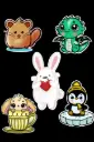 Cute cartoon stickers (5 different character(,2 sheets(4x6)) for kids fun activity