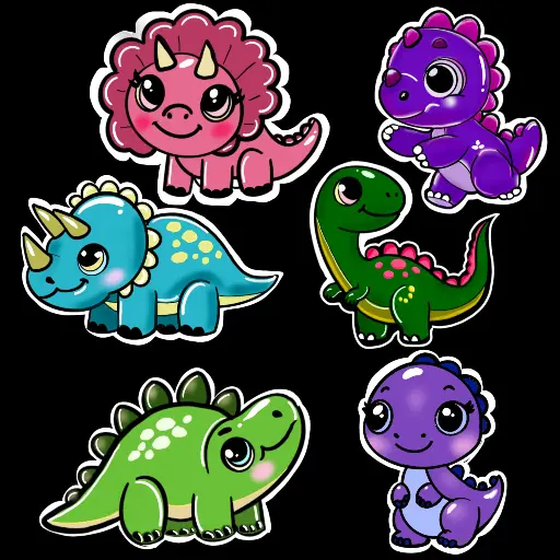 [High Quality Stickers for Kids (Dinosaur Cartoon) to play and learn. ,Quantity: 6 types of dinosaur,4 sheet] High quality stickers (Dinosaur Cartoon) for Kids.