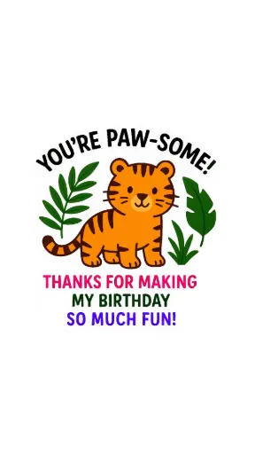 [Add wild touch to your party favour with these adorable Jungle theme Thank you Cards! a sweet way to say " thank you" with style!.Size: 2.5x4 inches,black spce back side to write any personal note,Premium cardstock with matte finish,Perfect for return gift bags at birthday parties.] Jungle theme Thank you Cards -Party Favour set(25 cards)