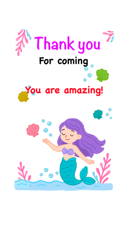 [Material: Paper Occasion: Birthday Product Breadth: 4 Inch Product Height: 4 Inch Product Length: 6 Inch Net Quantity (N): 1 Product Description: Make waves at yournext birthday party with these enchanting Mermaid Theme ThankYou Cards! Designed with adorable mermaid characters, seashells, and underwater vibes, these cards are perfect for sending heartfelt thanks with a splash of magic. Ideal for return gift bags at under-the-sea or mermaid-themed parties. Features: • Size: 2.5 x 4 inches (6.35 x 10.16 cm) • Pack of (e.g., 10 cards) • High-quality matte cardstock • Fullcolor mermaid and ocean graphics • Blank or pre-written thankyou note area • Perfect match for mermaid party decor and favors Tags: #mermaidparty #thankyoucards #kidsbirthday #underthesea #returngifts #partyfavorcards] Mermaid Theme ThankYou Cards – Party Favor Set Of 25