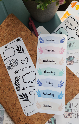 [Product Description: Stay organized and express your creativity with this all-in-one Planner & Journaling Sticker Set! Each pack includes 6 unique sheets in assorted sizes, filled with over 115 high-quality stickers designed for planners, bullet journals, notebooks, and scrapbooks. From functional icons to decorative doodles, this set adds flair and fun to every page.  Features: 	•	Includes 6 sheets with mixed sticker sizes 	•	Over 115+ functional and decorative stickers 	•	Themes: to-do lists, icons, quotes, flags, florals, and cozy elements 	•	High-quality matte or glossy finish 	•	Compatible with most planners and journals 	•	Perfect for personal planning, goal tracking, and scrapbooking  Tags: #plannerstickers #journalingstickers #bulletjournal #stationeryset #plannerkit] Planner & Journaling Sticker Set – 6 Sheets, 115+ Stickers (glossy & matte)
